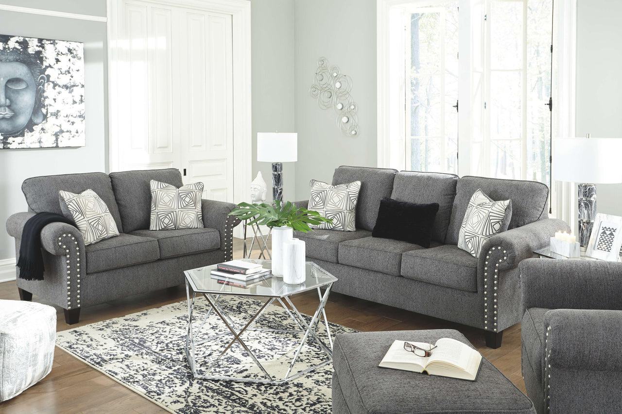 Agleno - Charcoal - 2 Pc. - Chair With Ottoman Tony's Home Furnishings Furniture. Beds. Dressers. Sofas.