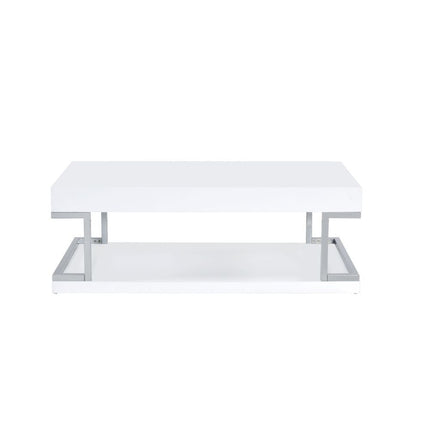 Aspers Coffee Table - White High Gloss & Chrome - Tony's Home Furnishings