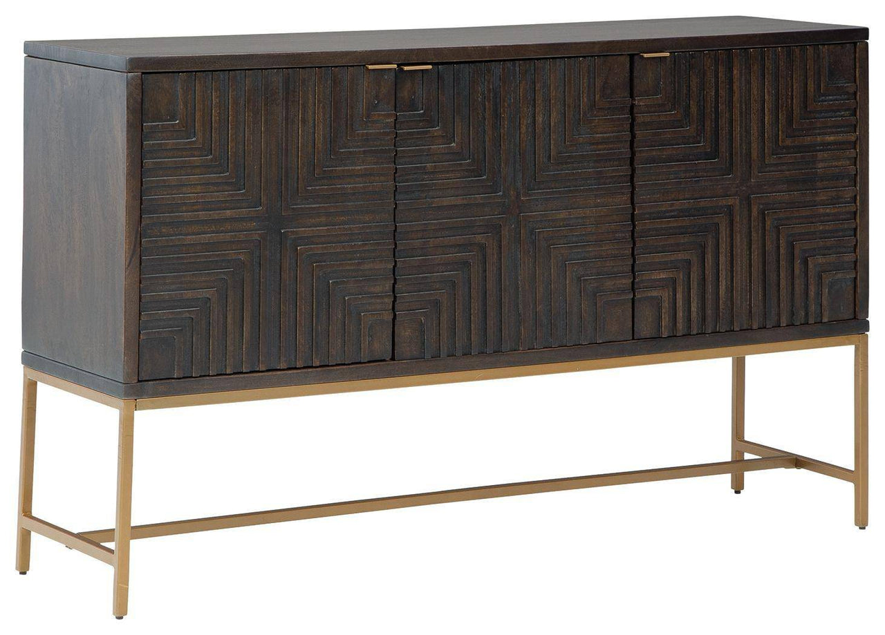 Elinmore - Brown / Gold Finish - Accent Cabinet Tony's Home Furnishings Furniture. Beds. Dressers. Sofas.
