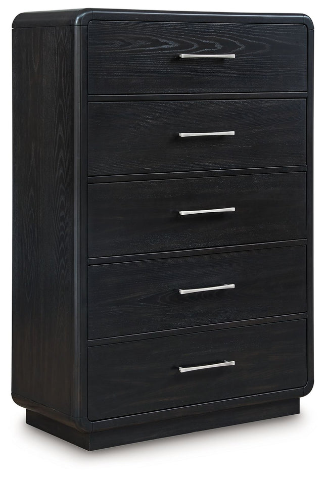 Rowanbeck - Black - Five Drawer Chest - Tony's Home Furnishings