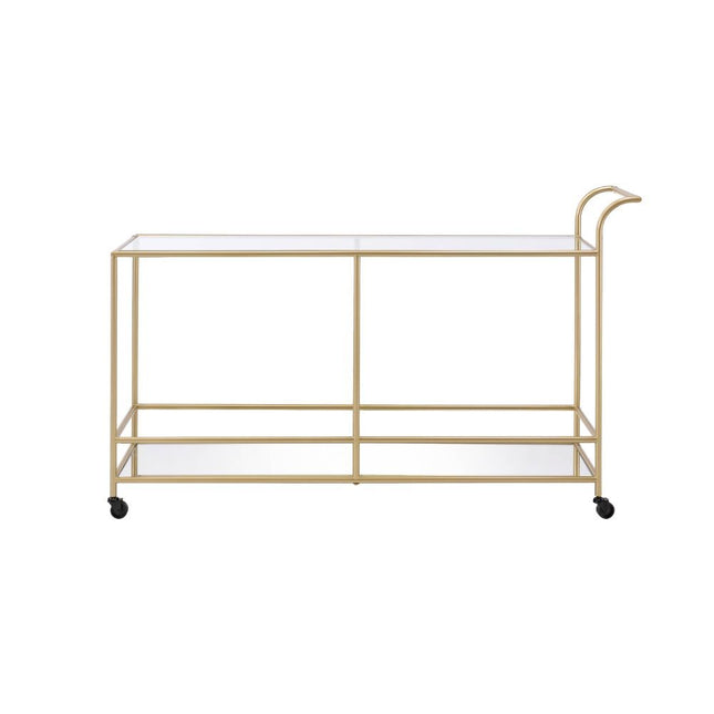 Kenda - Serving Cart - Clear Glass, Mirrored & Gold - Tony's Home Furnishings