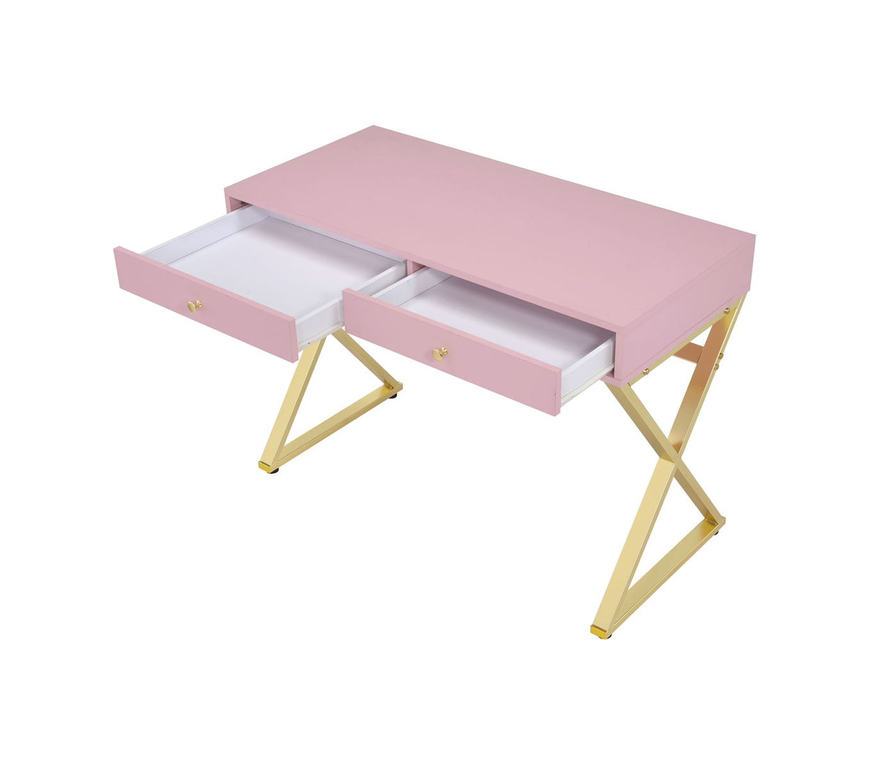 Coleen - Vanity Desk - Pink & Gold Finish - 31" - Tony's Home Furnishings