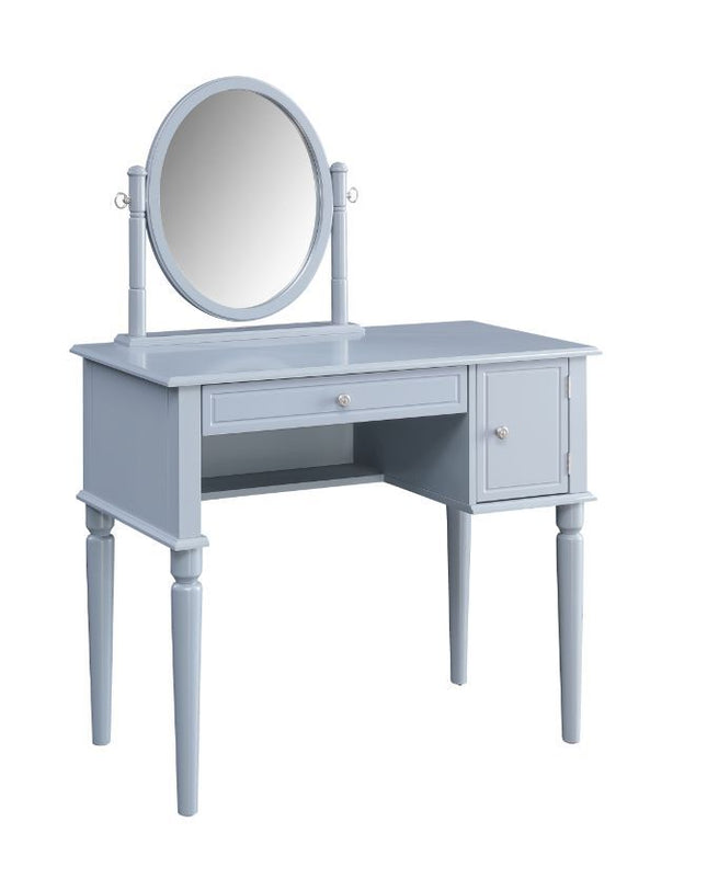 Rabila - Vanity Desk - Cream Fabric & Gray Finish - Tony's Home Furnishings