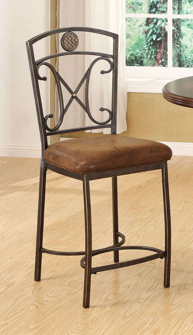 Tavio - Counter Height Chair (Set of 2) - Fabric & Antique Bronze - 41" - Tony's Home Furnishings