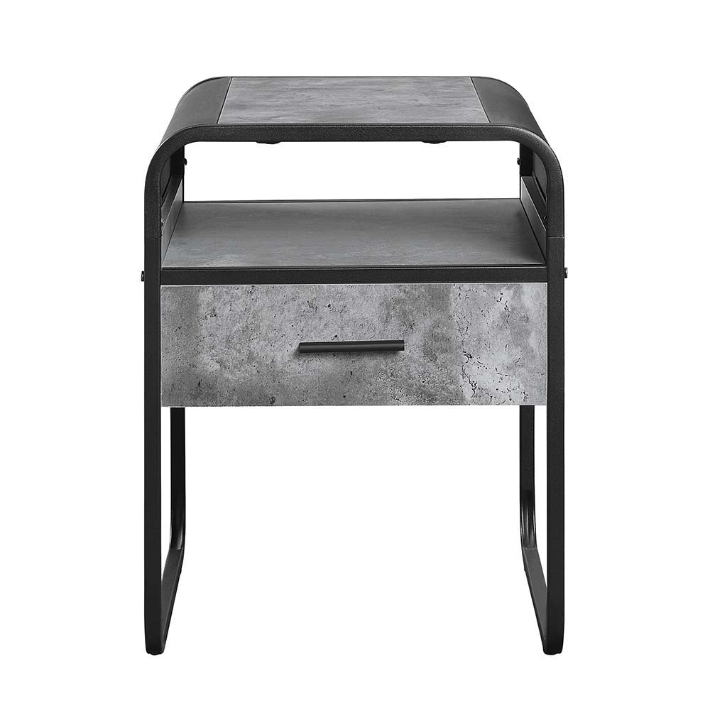 Raziela - End Table - Concrete Gray & Black Finish - 22" - Tony's Home Furnishings