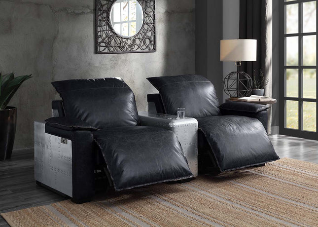 Misezon - Recliner - Black Top Grain Leather & Aluminum - Tony's Home Furnishings