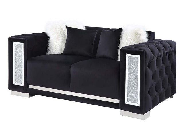 Trislar - Loveseat - Black Velvet - Tony's Home Furnishings