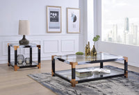 Lafty - End Table - White Brushed & Clear Glass - Tony's Home Furnishings