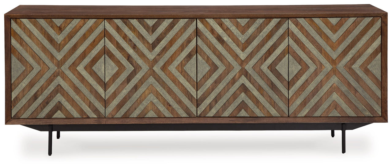 Dreggan - Brown / Gold Finish - Accent Cabinet - Tony's Home Furnishings