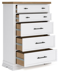 Thumbnail for Ashbryn - White / Natural - Five Drawer Chest - Tony's Home Furnishings