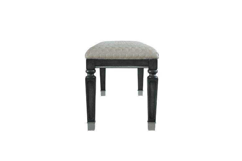 House - Beatrice Bench - Two Tone Beige Fabric, Charcoal Finish - Tony's Home Furnishings