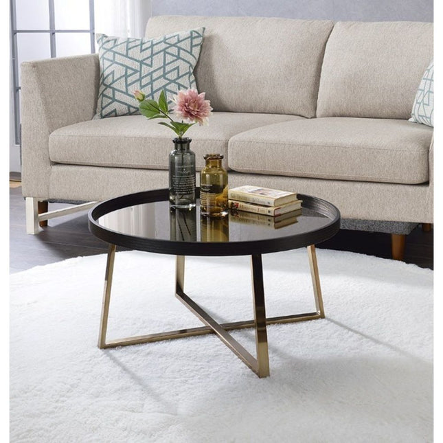 Hepton - Coffee Table - Mirrored, Walnut & Champagne - Tony's Home Furnishings