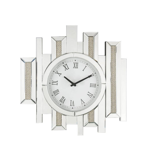 Lavina - Wall Clock - Mirrored & Faux Diamonds - 22" - Tony's Home Furnishings