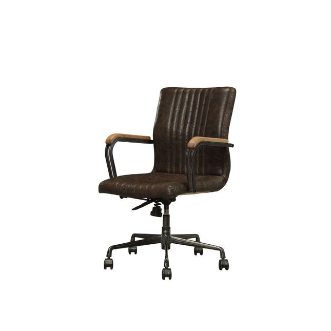 Joslin - Executive Office Chair - Distress Chocolate Top Grain Leather - Tony's Home Furnishings