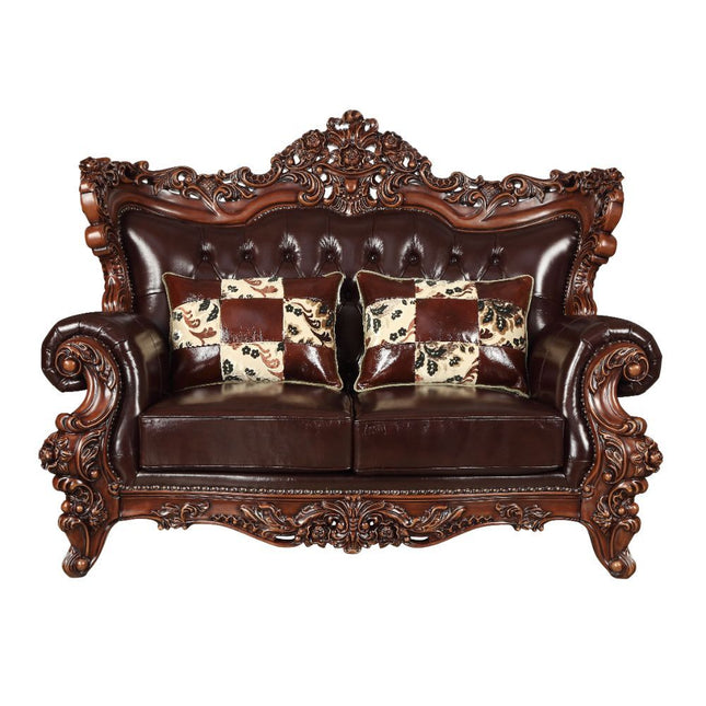 Forsythia - Loveseat - Espresso Top Grain Leather Match & Walnut - Tony's Home Furnishings