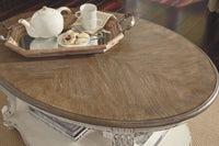Thumbnail for Realyn - White / Brown - Oval Cocktail Table