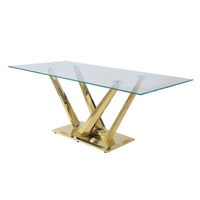 Thumbnail for Barnard - Dining Table - Clear Glass & Mirrored Gold Finish - Tony's Home Furnishings