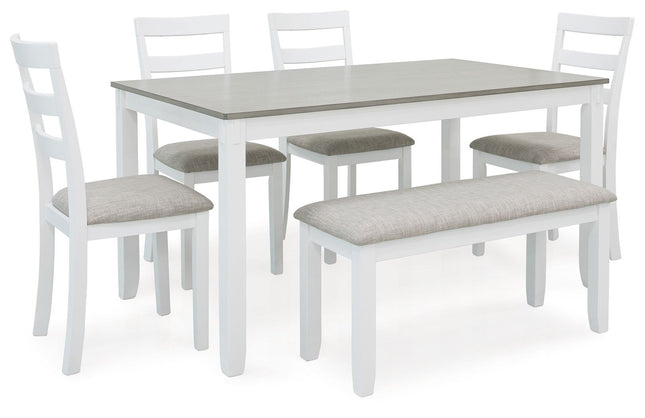 Stonehollow - White / Gray - Rectangular Drm Table Set (Set of 6) Signature Design by Ashley® 