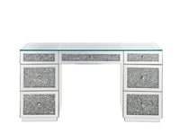 Thumbnail for Noralie - Office Desk - Clear Glass, Mirrored & Faux Diamonds - Tony's Home Furnishings