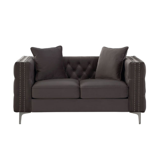 Gillian II - Loveseat - Dark Gray Velvet - Tony's Home Furnishings