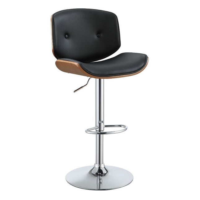 Camila - Stool - Black PU & Walnut - 45" - Tony's Home Furnishings