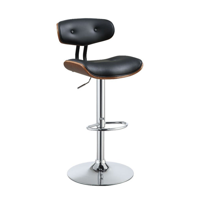 Camila - Stool - Black PU & Walnut - 46" - Tony's Home Furnishings