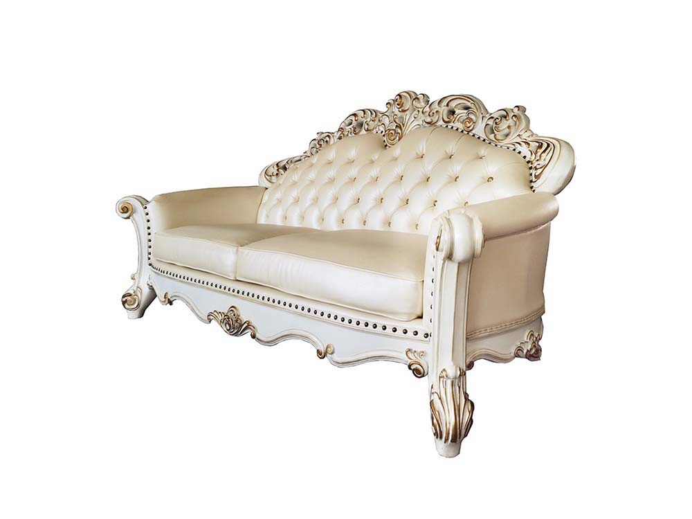 Vendom - Sofa - Champagne PU & Antique Pearl Finsih - Tony's Home Furnishings