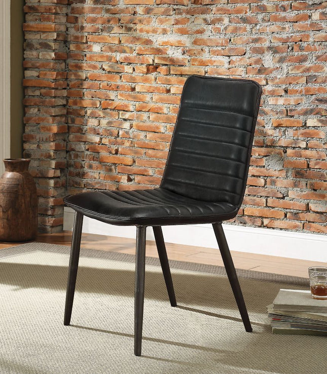 Hosmer - Side Chair (Set of 2) - Black Top Grain Leather & Antique Black - Tony's Home Furnishings