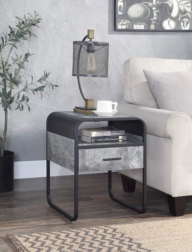 Raziela - End Table - Concrete Gray & Black Finish - 22" - Tony's Home Furnishings