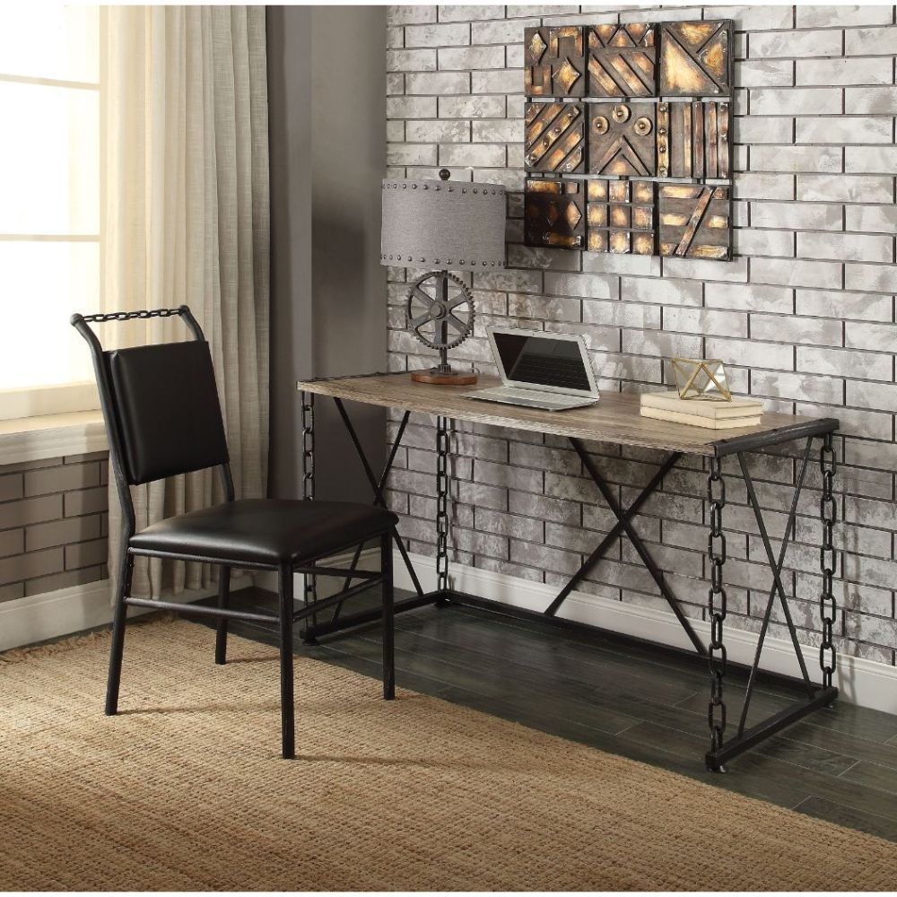 Jodie - Desk - Rustic Oak & Antique Black - Tony's Home Furnishings
