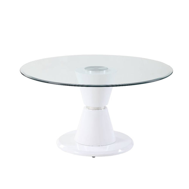 Kavi - Dining Table - Clear Glass & White High Gloss - Tony's Home Furnishings