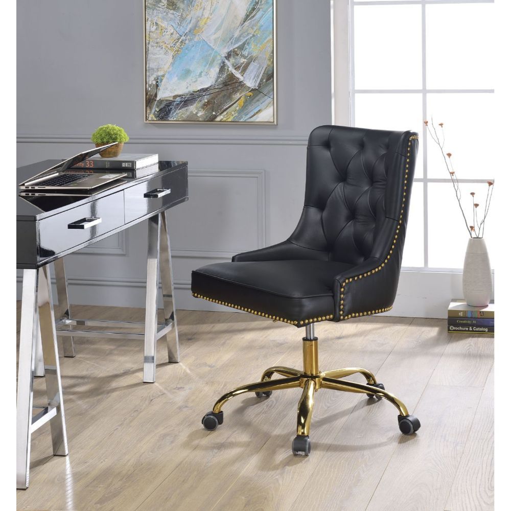 PUrlie - Office Chair - Black PU & Gold - Tony's Home Furnishings