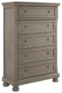 Thumbnail for Lettner - Light Gray - Five Drawer Chest - 2-handles Tony's Home Furnishings Furniture. Beds. Dressers. Sofas.