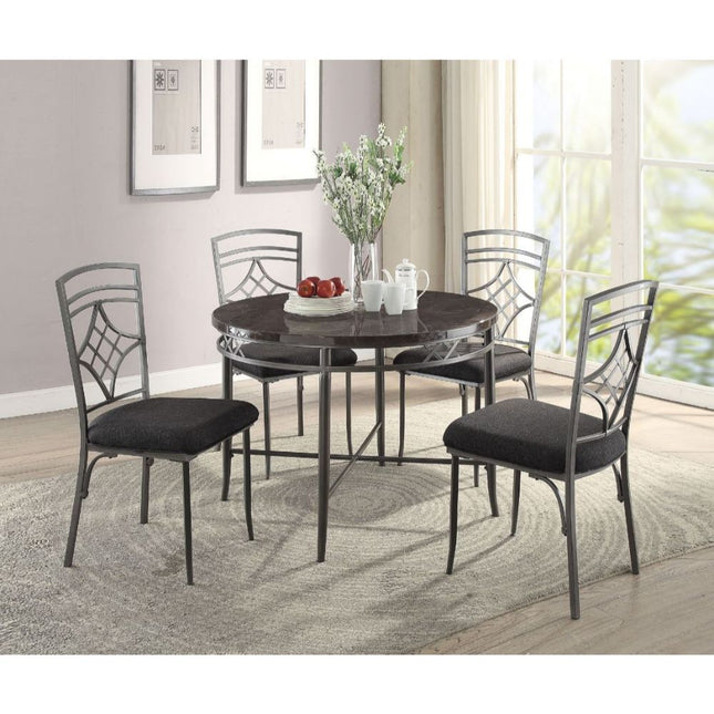 Burnett - Side Chair (Set of 2) - Black Linen & Dark Gray - Tony's Home Furnishings