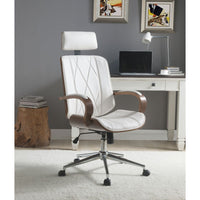 Thumbnail for Yoselin - Office Chair - White PU & Walnut - Tony's Home Furnishings