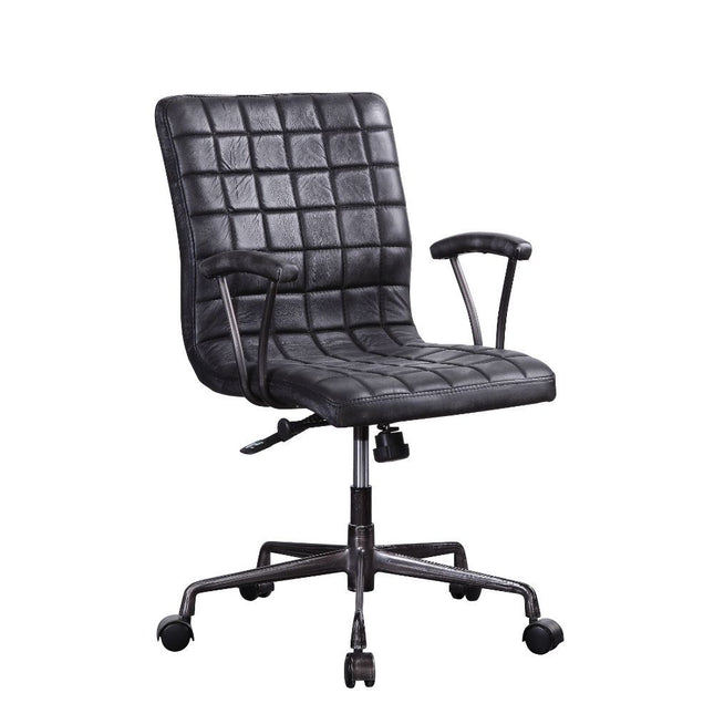 Barack - Executive Office Chair - Vintage Black Top Grain Leather & Aluminum - Tony's Home Furnishings