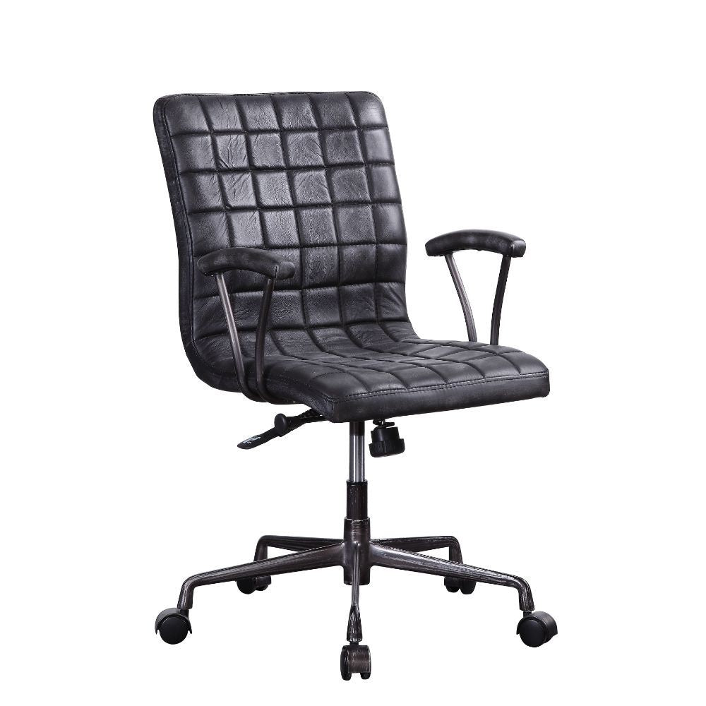Barack - Executive Office Chair - Vintage Black Top Grain Leather & Aluminum - Tony's Home Furnishings