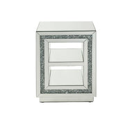 Noralie - End Table With 2 Tier Shelf - Mirrored & Faux Diamonds - 24