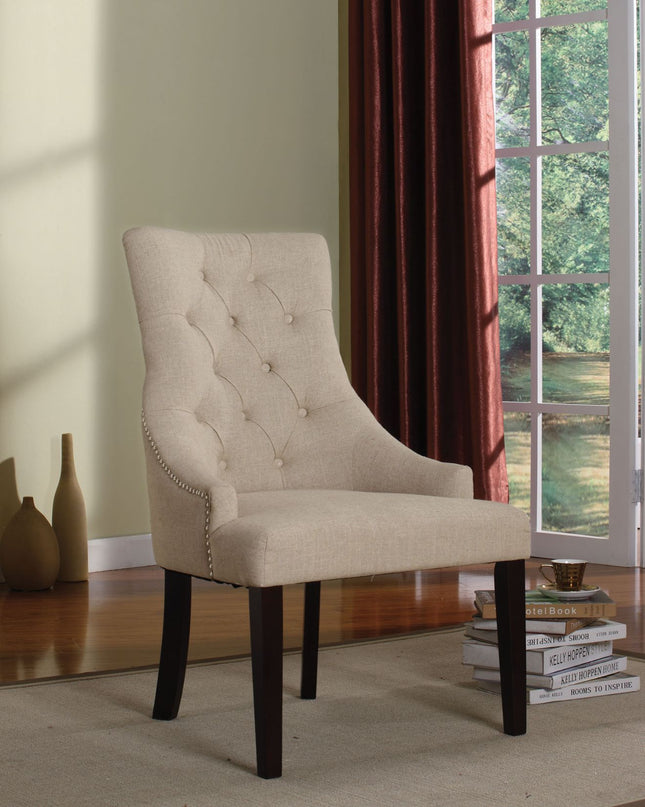 Drogo - Side Chair (Set of 2) - Cream Fabric & Walnut - Tony's Home Furnishings