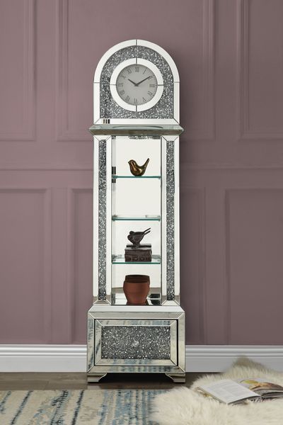 Noralie - Grandfather Clock - Pearl Silver - 63" - Tony's Home Furnishings