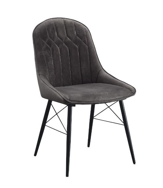 Abraham - Side Chair (Set of 2) - Gray Fabric & Black Finish - Tony's Home Furnishings