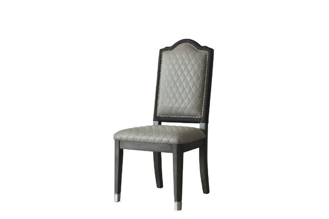 House - Beatrice Side Chair (Set of 2) - Two Tone Gray Fabric & Charcoal Finish - Tony's Home Furnishings