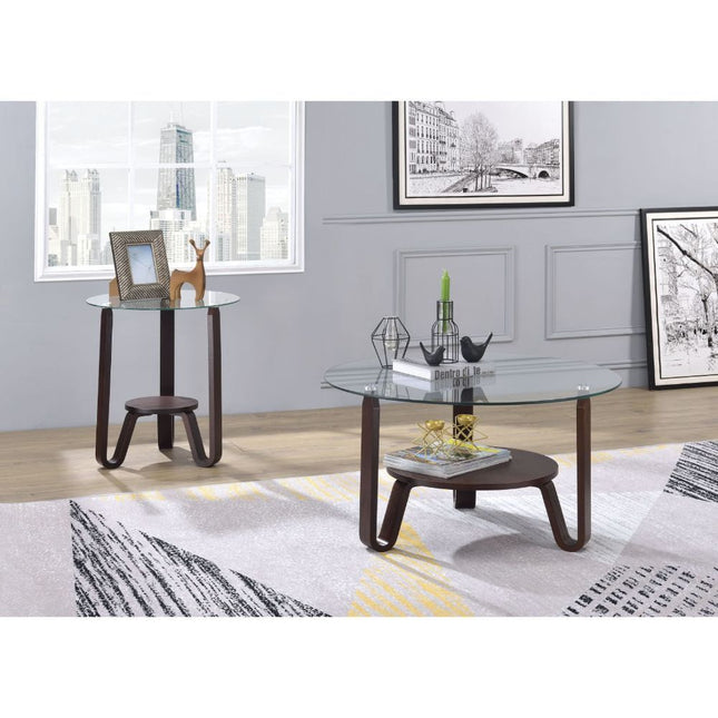 Darby - End Table - Dark Walnut & Clear Glass - Tony's Home Furnishings