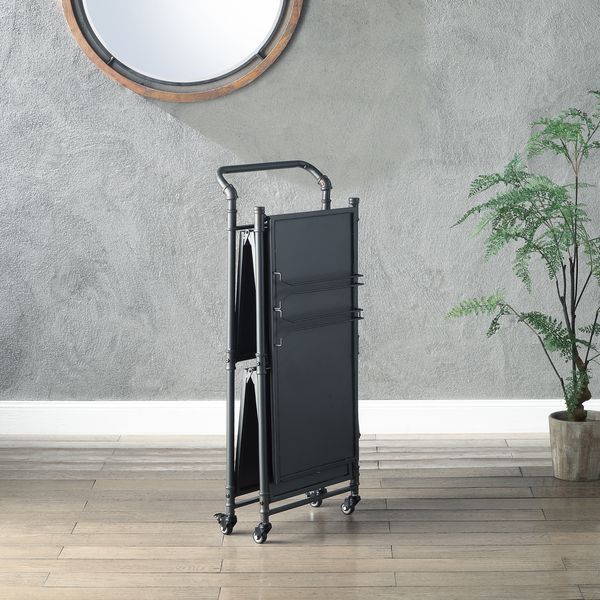 Cordelia - Serving Cart - Sandy Black, Dark Bronze Hand-Brushed Finish - Tony's Home Furnishings