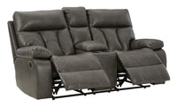 Thumbnail for Willamen - Quarry - Dbl Reclining Love W/ Console & Power Tony's Home Furnishings Furniture. Beds. Dressers. Sofas.