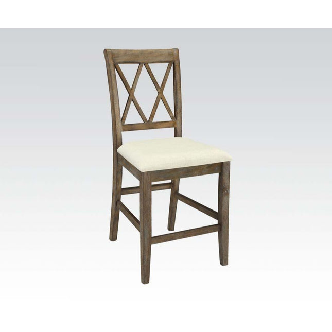 Claudia - Counter Height Chair (Set of 2) - Beige Linen & Salvage Brown - Tony's Home Furnishings