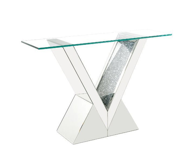 Noralie - Accent Table - Clear Glass, Mirrored & Faux Diamonds - 32" - Tony's Home Furnishings