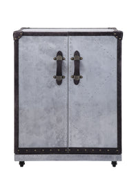 Thumbnail for Brancaster - Wine Cabinet - Antique Ebony Top Grain Leather & Aluminum - Tony's Home Furnishings