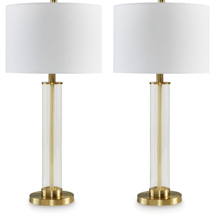 Orenman - Clear / Brass Finish - Glass Table Lamp (Set of 2) Signature Design by Ashley® 