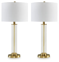 Thumbnail for Orenman - Clear / Brass Finish - Glass Table Lamp (Set of 2) Tony's Home Furnishings Furniture. Beds. Dressers. Sofas.
